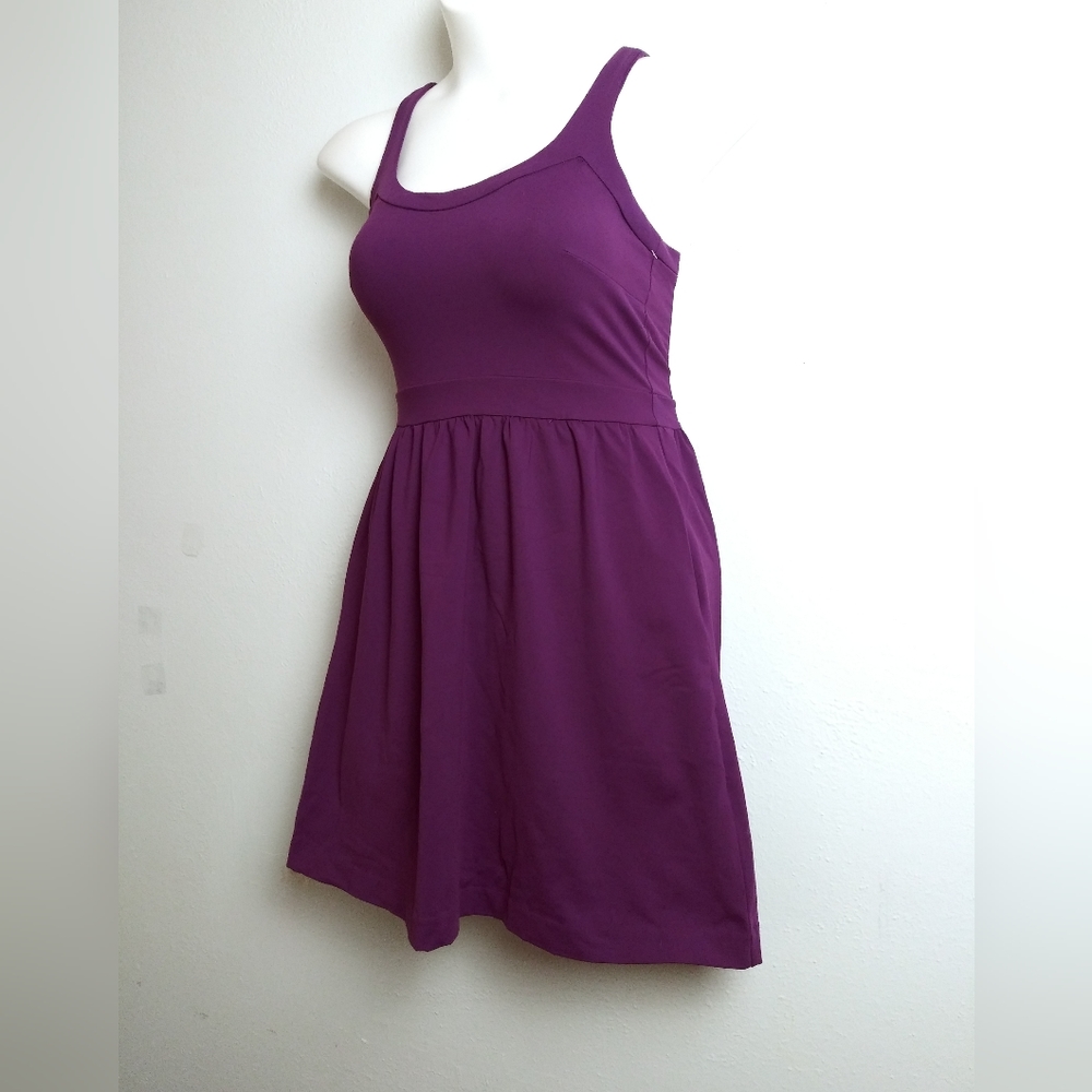 Cynthia Rowley Fit & Flare Dress Pocket Exposed Back Size S Purple - Picture 2 of 9